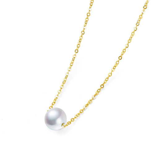 925 Sterling Silver Single Pearl Choker Necklace for Women 7-8mm Freshwater Cultured Pearls Wedding Bridesmaids Anniversary 14 16 18 inch