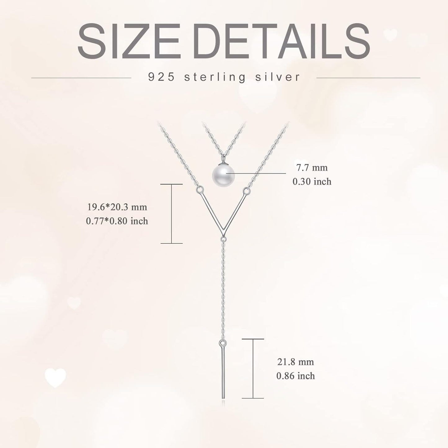 925 Sterling Silver Pearl Y-Shape Pendant Layered Necklace Christmas Gifts for Women