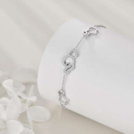925 Sterling Silver Elephant Shape Infinity Love Heart Charm Adjustable Link Chain Bracelet s for Women Girls
