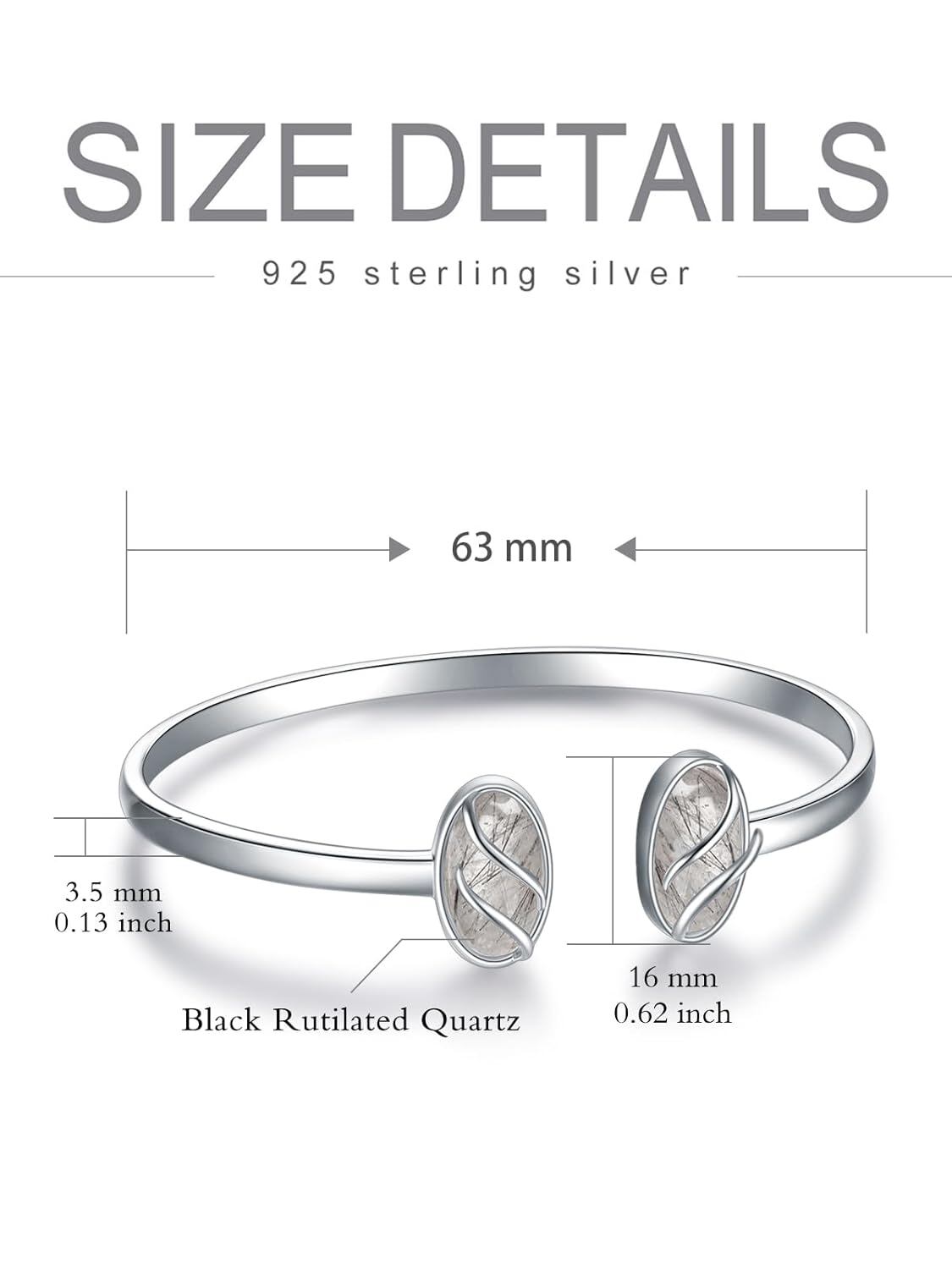 925 Sterling Silver Black Onyx Oval Cuff Bangle Bracelet for Women Gifts