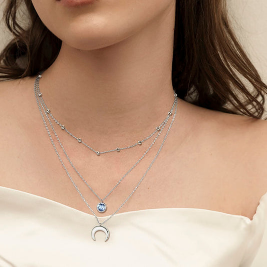 925 Sterling Silver Gold Plated Moonstone Crescent Moon Choker Necklace for Women