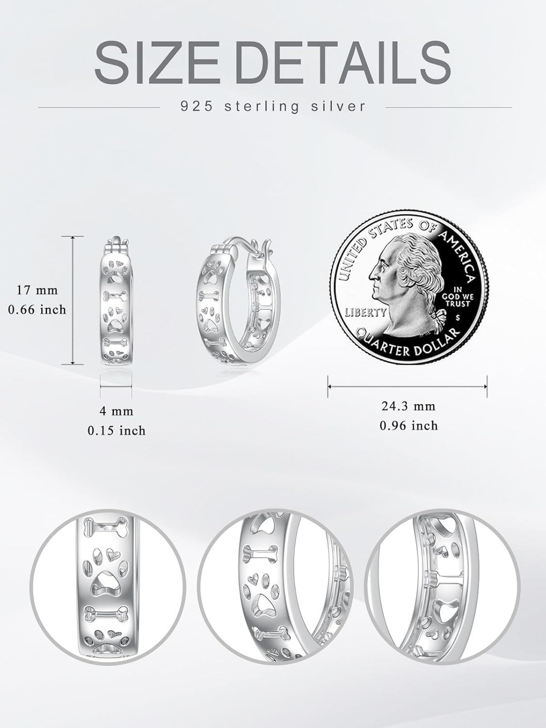 925 Sterling Silver Dog Paw Print Hoop Earrings for Women Small Animal Huggie Earrings Panda s