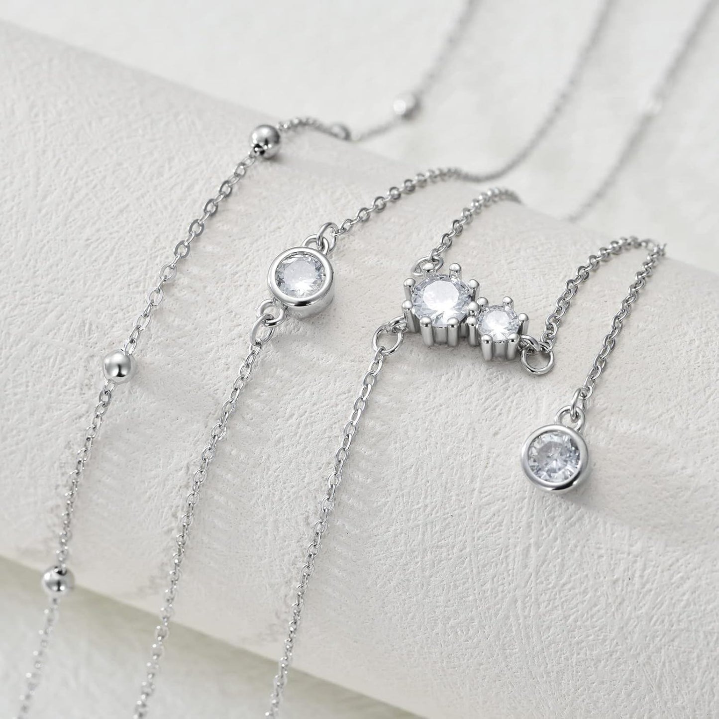 925 Sterling Silver Bohemian Layered Y-Shaped Pendant Necklace with Three Vertical Bars and Triangular Drop - Holiday Gift for Her