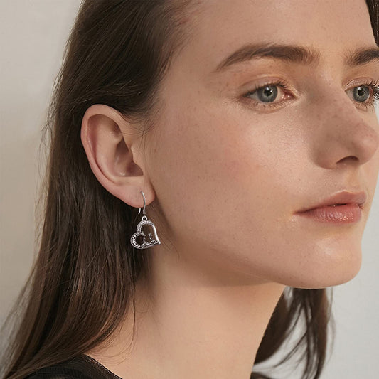 925 Sterling Silver Heart-Shaped Giraffe Family Dangle Drop Earrings for Women Gifts