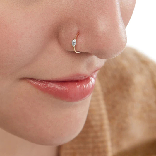 925 Sterling Silver Zircon Nose Ring Ear Bone And Cartilage Ear Cuffs For Trendy Individuals