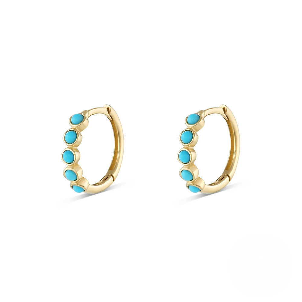 S925 Sterling Silver Geometric Prismatic Turquoise Zircon Flower Embrace Earrings With Pearl Accents