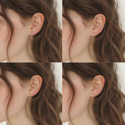 S925 Sterling Silver Geometric Zircon Ear Cuffs