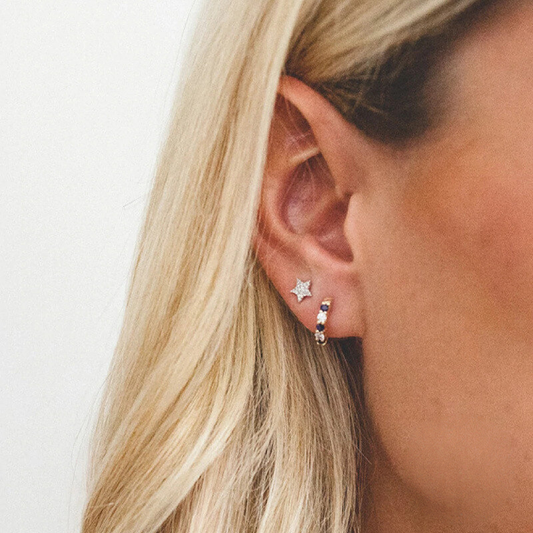 K925 Silver Gold-plated Round Zircon-studded Ear Cuffs Trendy And Luxurious Earrings