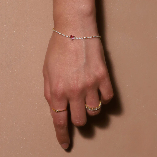 925 Sterling Silver New Tennis Bracelet With Cz And Love Design Trendy And Versatile For Women