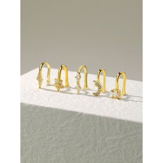 925 Sterling Silver Cross-border Europe And America Zircon U-shaped Ear Cuffs For Women