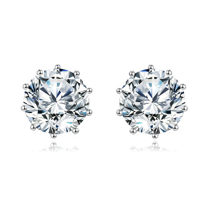 925 Sterling Silver Elegant Six-prong Solitaire Moissanite Stud Earrings