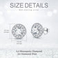 White Gold Plated 925 Sterling Silver Halo Round Cut Moissanite Stud Earrings (6x5 mm)