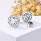 White Gold Plated 925 Sterling Silver Halo Round Cut Moissanite Stud Earrings (6x5 mm)