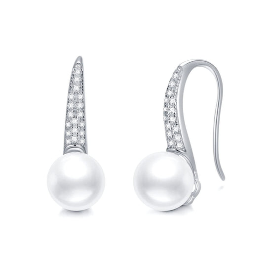 925 Sterling Silver Gold-Plated Freshwater Pearl Dangle Earrings (8mm)