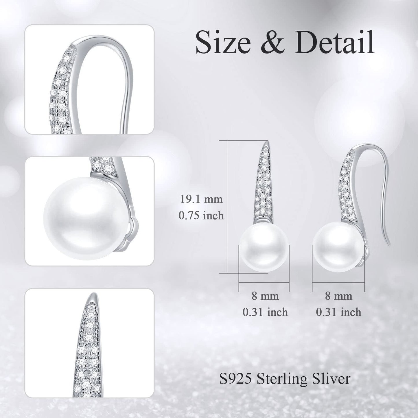 925 Sterling Silver Gold-Plated Freshwater Pearl Dangle Earrings (8mm)