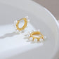 925 Sterling Silver 925 Gold Plated Small Round White Pearls Huggie Hoop Earrings for Women