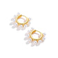 925 Sterling Silver 925 Gold Plated Small Round White Pearls Huggie Hoop Earrings for Women