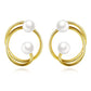 925 Sterling Silver Gold Plated Circle Pearl Cluster Stud Earrings for Women Hypoallergenic