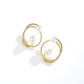 925 Sterling Silver Gold Plated Circle Pearl Cluster Stud Earrings for Women Hypoallergenic
