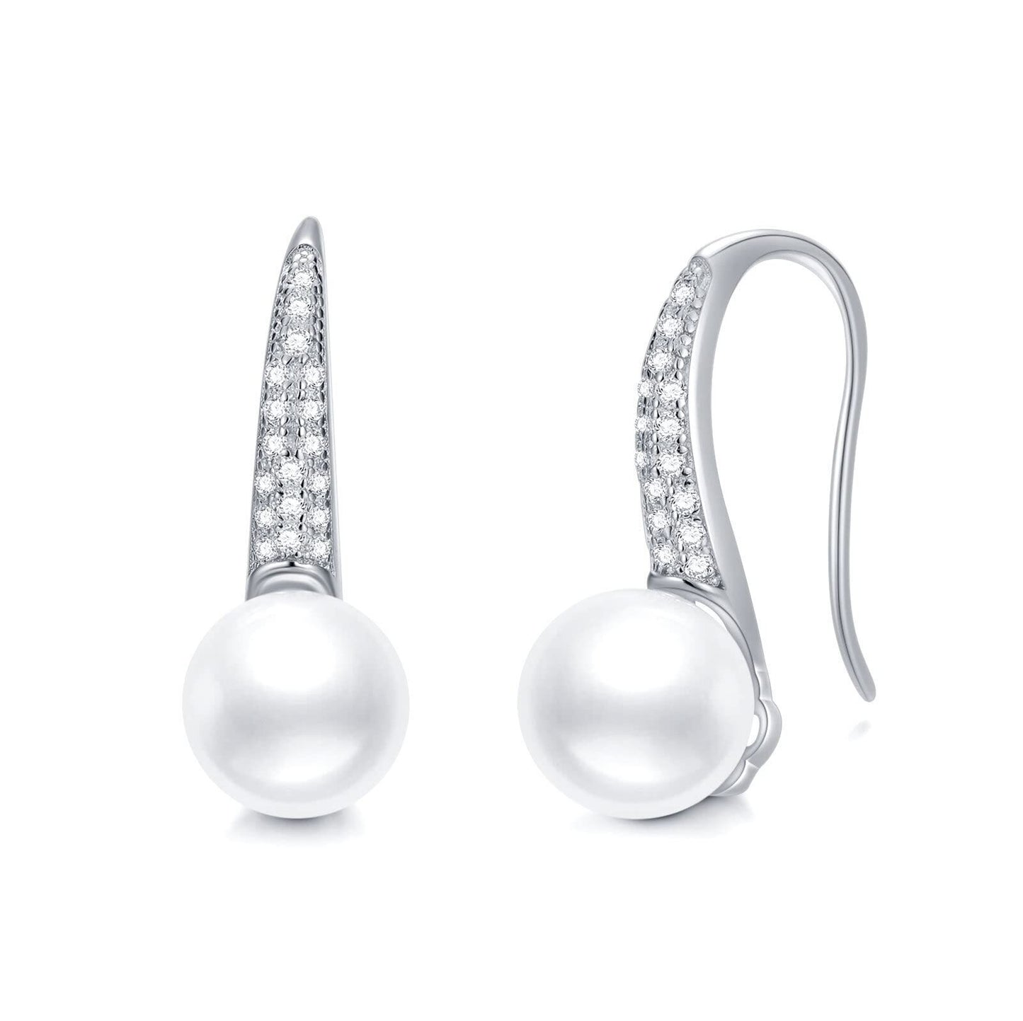 925 Sterling Silver Gold-Plated Freshwater Pearl Dangle Earrings (8mm)