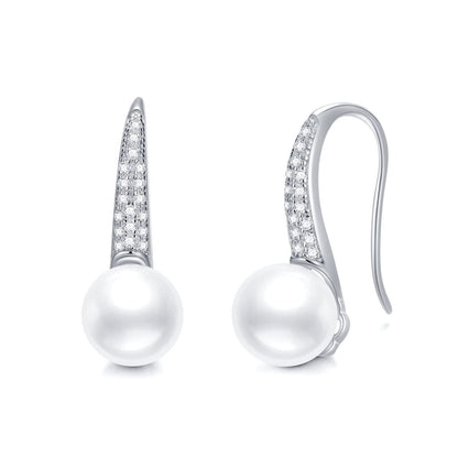 925 Sterling Silver Gold-Plated Freshwater Pearl Dangle Earrings (8mm)