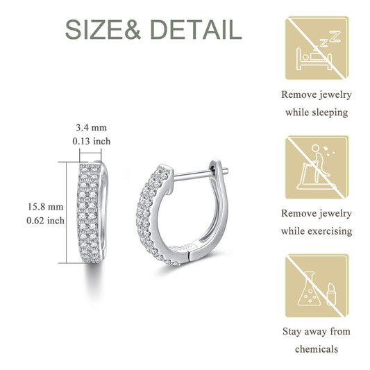 925 Sterling Silver 925 Cubic Zirconia Huggie Hoop Earrings