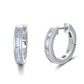 White Gold Plated 925 Sterling Silver Baguette CZ Emerald Cut 18mm Hoop Huggie Earrings