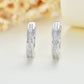 White Gold Plated 925 Sterling Silver Baguette CZ Emerald Cut 18mm Hoop Huggie Earrings