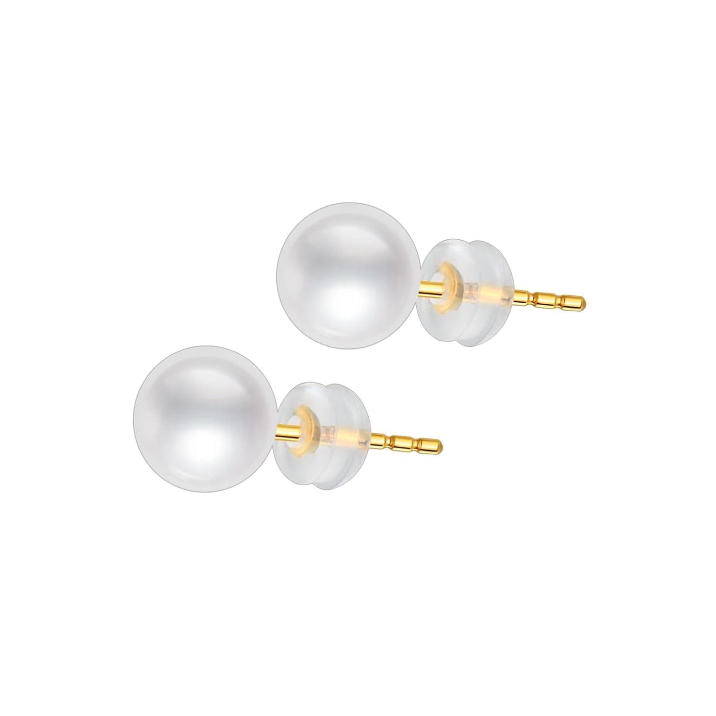 10K Gold AAAA+ White Freshwater Pearl 5 10mm Stud Earrings for Women