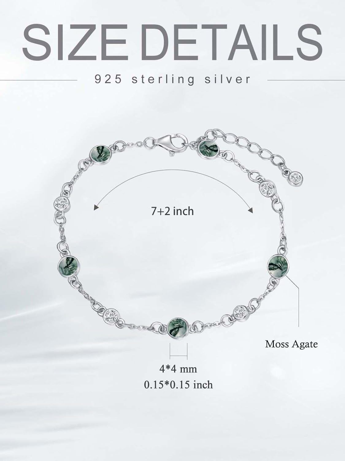 925 Sterling Silver Turquoise Beaded Chain Anklet Bracelet for Women