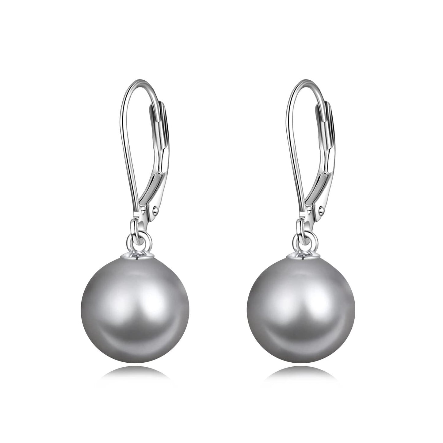 925 Sterling Silver Grey Freshwater Cultured Pearl Leverback Dangle Drop Earrings for Women