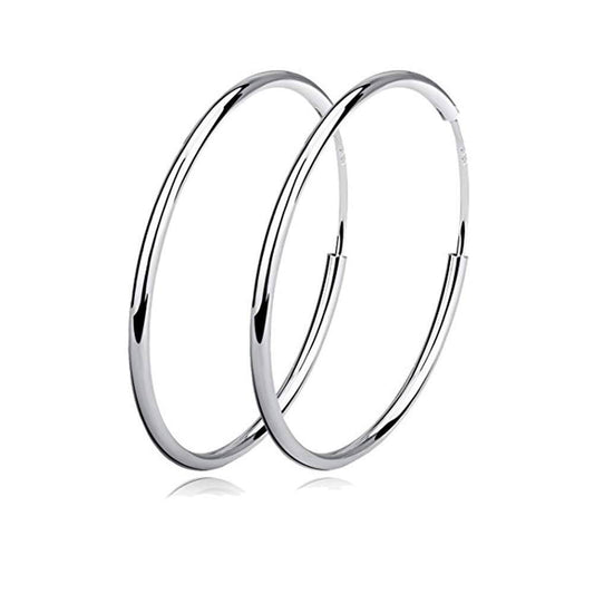 925 Sterling Silver Hoop Earrings Polished Round Circle Endless 20 80mm