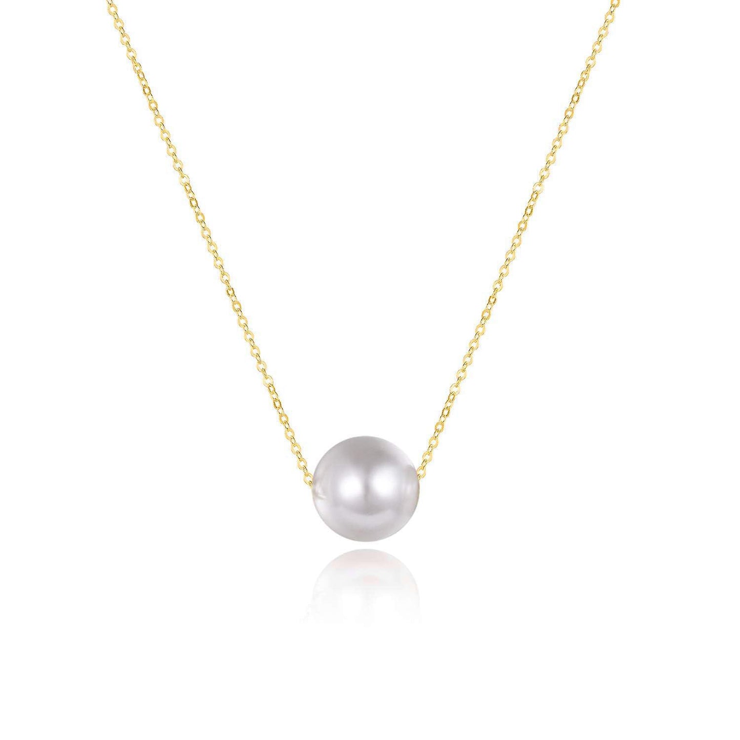 925 Sterling Silver Single Pearl Choker Necklace for Women 7-8mm Freshwater Cultured Pearls Wedding Bridesmaids Anniversary 14 16 18 inch