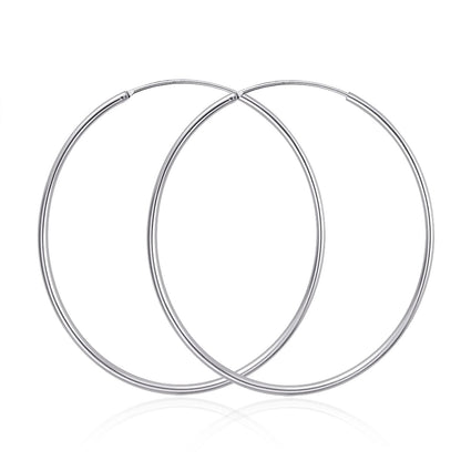 925 Sterling Silver Hoop Earrings Polished Round Circle Endless 20 80mm