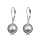 925 Sterling Silver Grey Freshwater Cultured Pearl Leverback Dangle Drop Earrings for Women