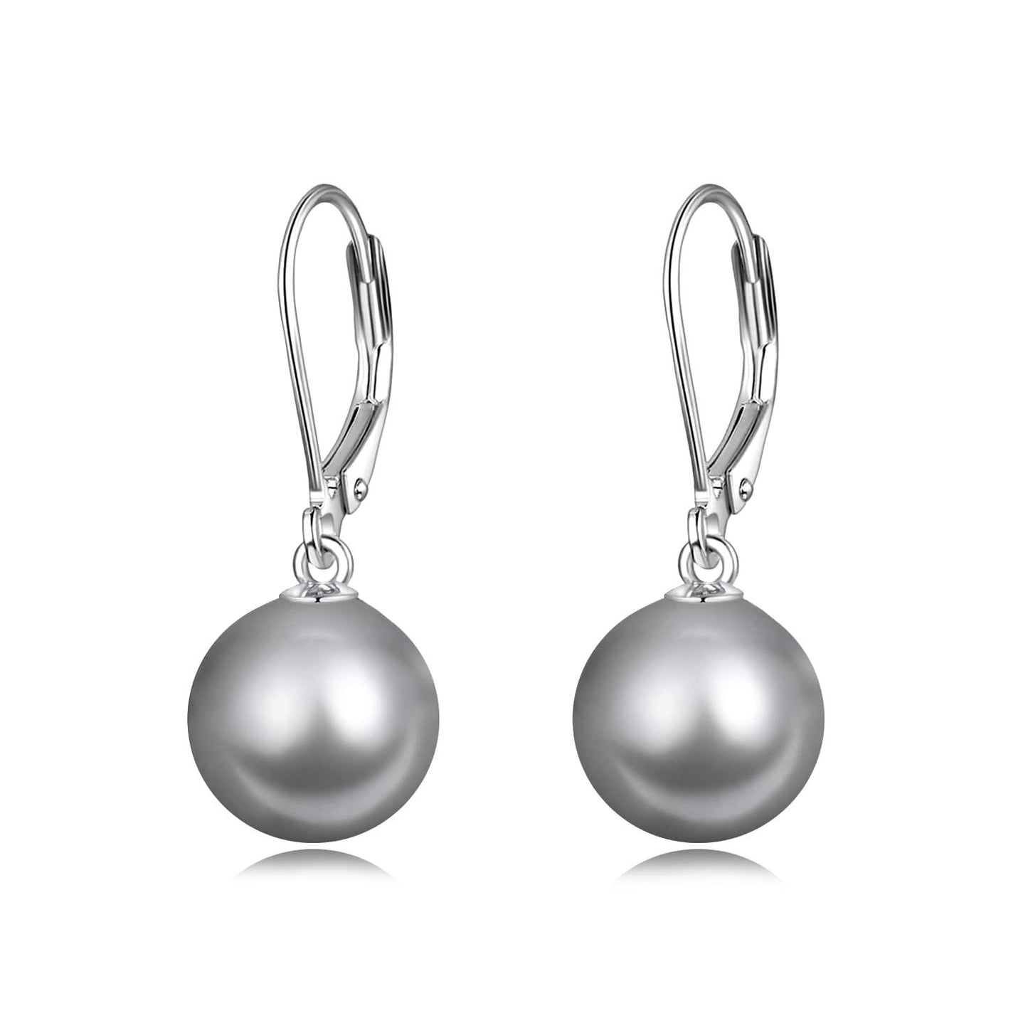 925 Sterling Silver Grey Freshwater Cultured Pearl Leverback Dangle Drop Earrings for Women