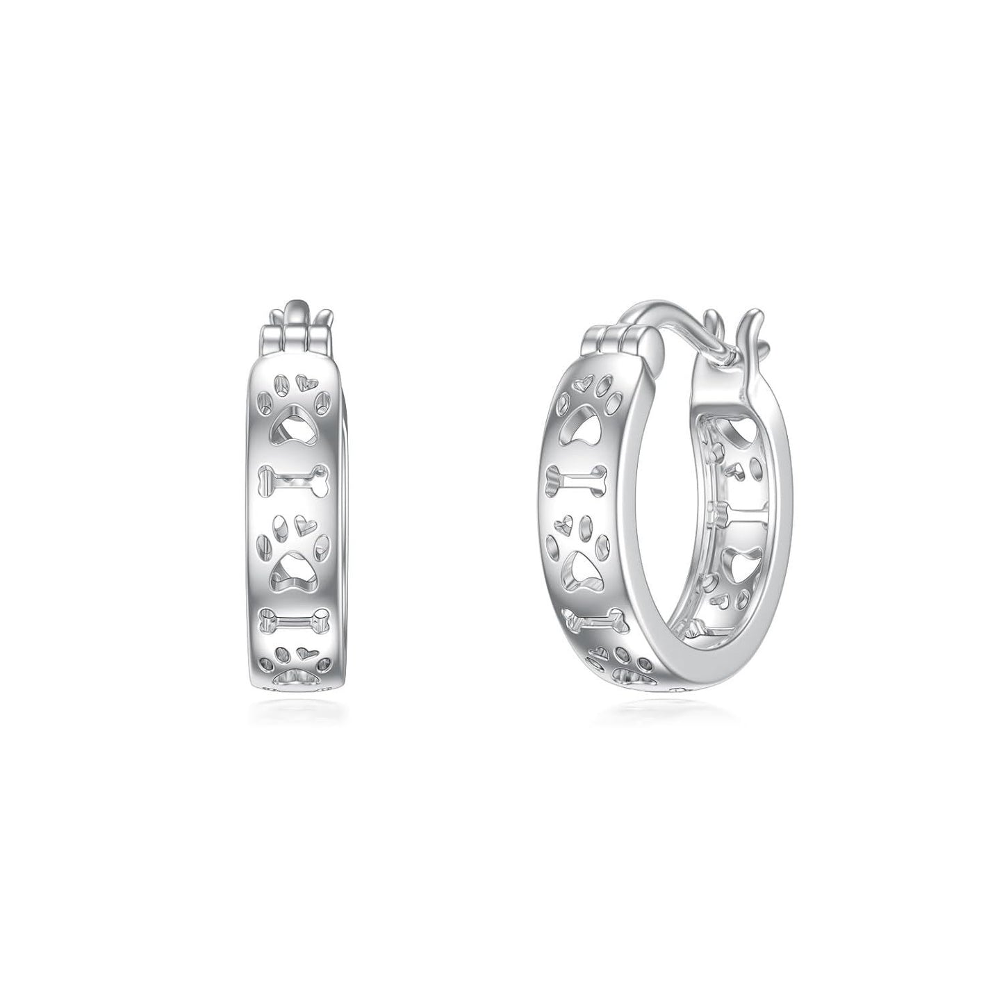925 Sterling Silver Dog Paw Print Hoop Earrings for Women Small Animal Huggie Earrings Panda s