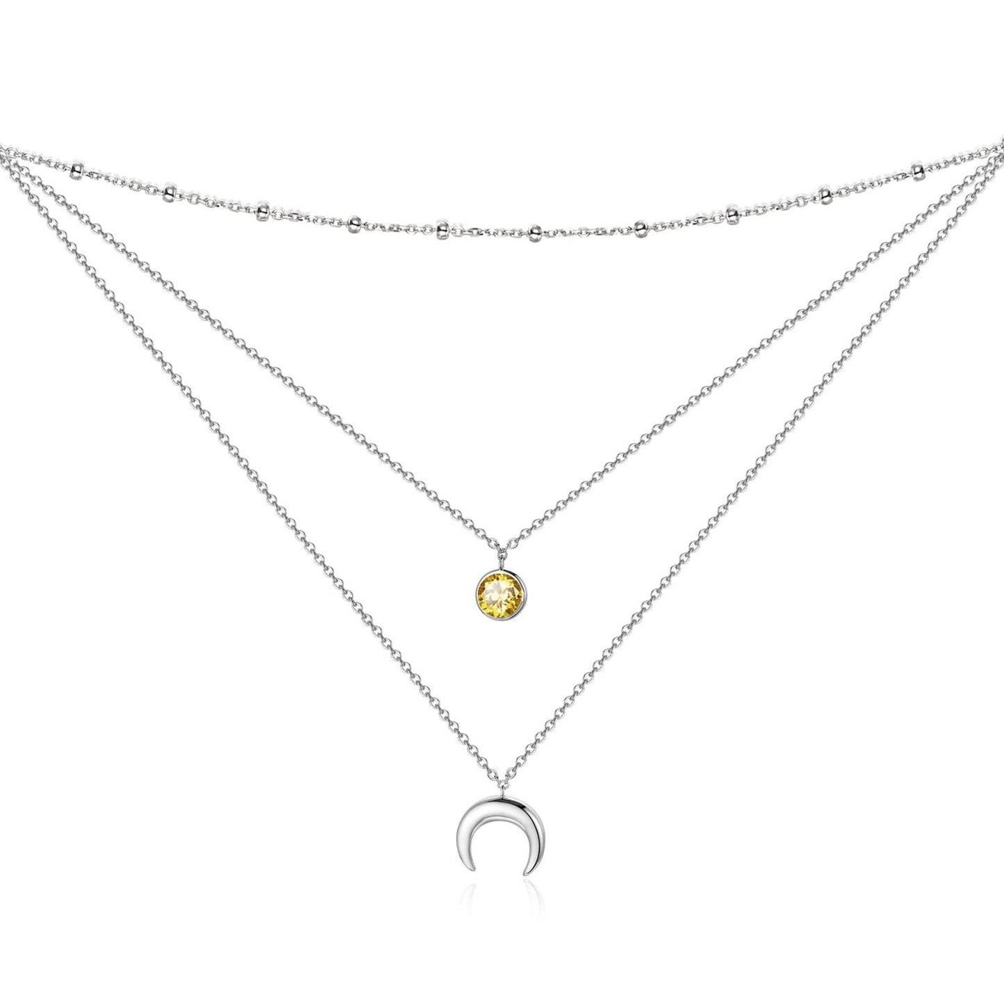925 Sterling Silver Gold Plated Moonstone Crescent Moon Choker Necklace for Women