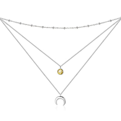 925 Sterling Silver Gold Plated Moonstone Crescent Moon Choker Necklace for Women