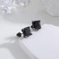 Black 925 Sterling Silver Black CZ Rope Edge Square Stud Earrings 8mm