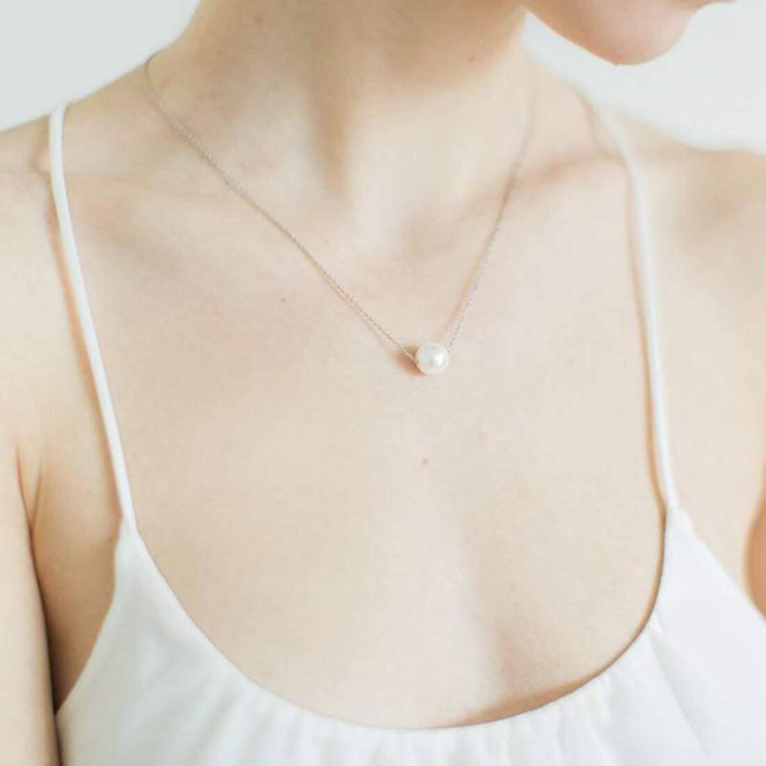 925 Sterling Silver Single Pearl Choker Necklace for Women 7-8mm Freshwater Cultured Pearls Wedding Bridesmaids Anniversary 14 16 18 inch