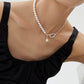 925 Sterling Silver Metal Pearl Choker 14-16mm Round White Freshwater Pearls Necklaces for Women