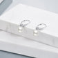 925 Sterling Silver White Round Pearl Leverback Dangle Drop Earrings for Women