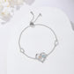 925 Sterling Silver & 5A Zircon Heart Stethoscope Birthstone Bracelet - Adjustable Chain