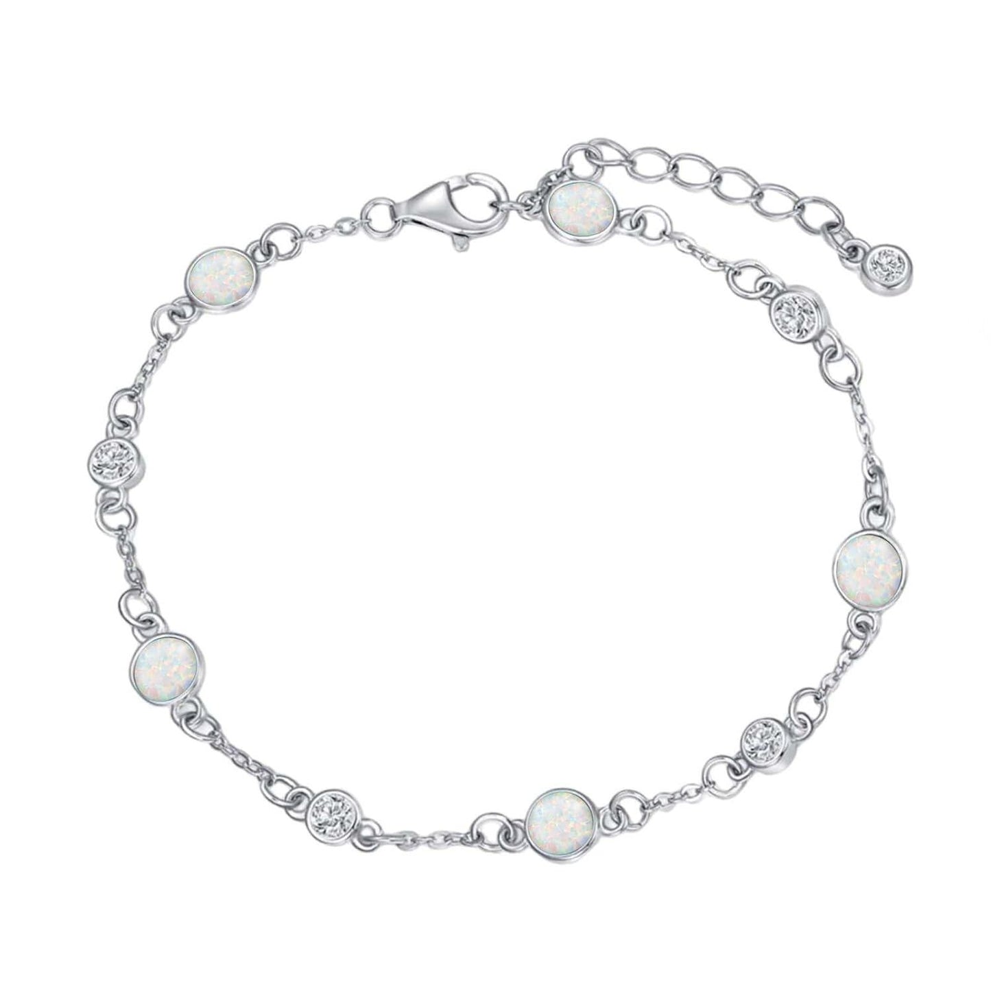 925 Sterling Silver Turquoise Beaded Chain Anklet Bracelet for Women