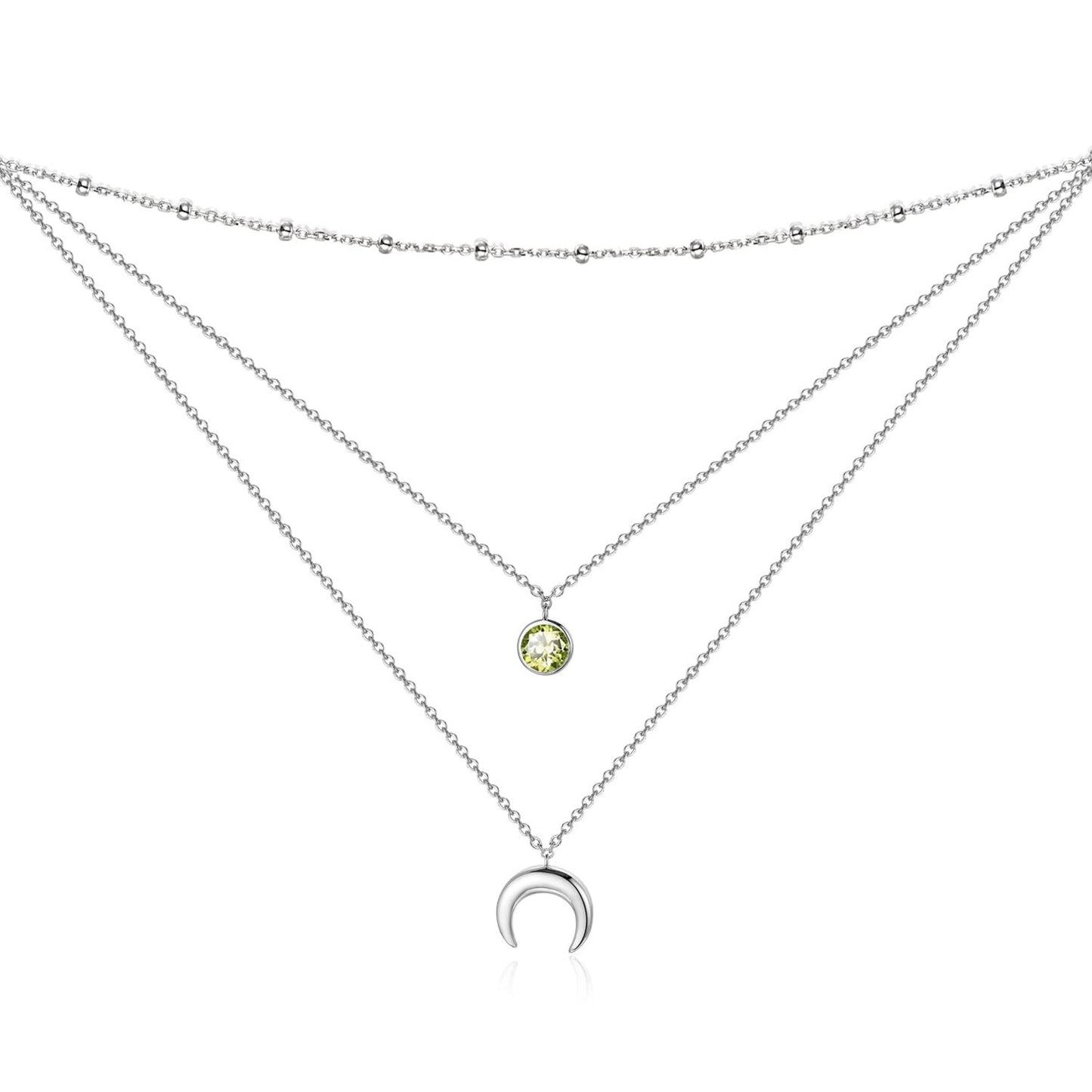 925 Sterling Silver Gold Plated Moonstone Crescent Moon Choker Necklace for Women
