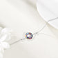 925 Sterling Silver Blue Crystal Circle Chain Bracelet for Women s