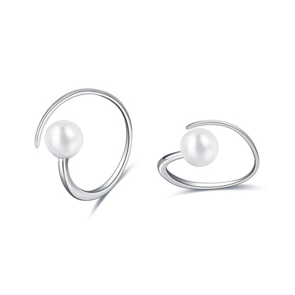 925 Sterling Silver White Freshwater Cultured Pearl Spiral Hoop Earrings for Women
