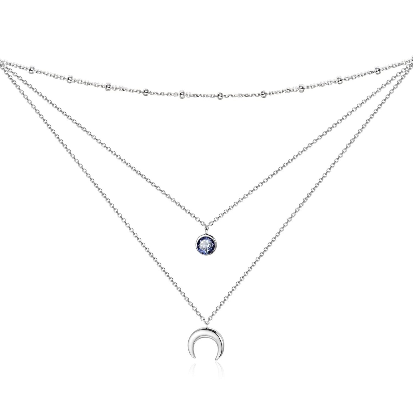 925 Sterling Silver Gold Plated Moonstone Crescent Moon Choker Necklace for Women