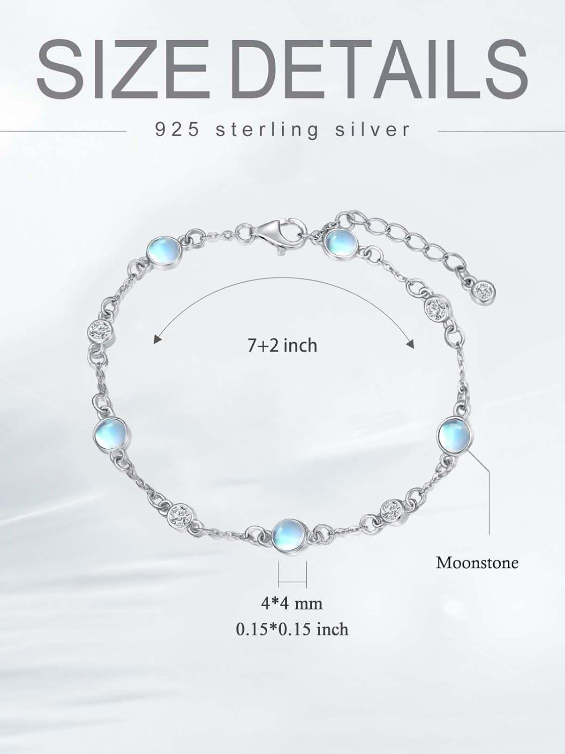925 Sterling Silver Turquoise Beaded Chain Anklet Bracelet for Women
